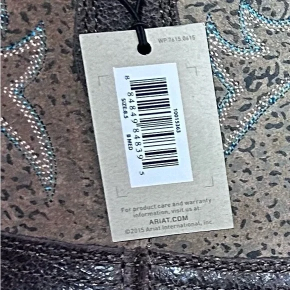 Ariat Dark Brown Western Boots with Aqua Blue Accents - Picture 4 of 5